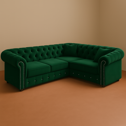 The Laila Luxe 2C2 Chesterfield – Soft Touch Velvet Finish